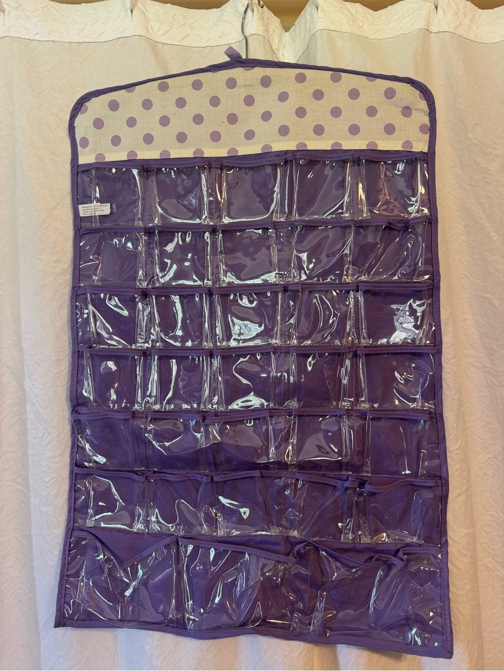Sheffield Home Purple Jewelry Hanging Organizer with Polka Dot Top